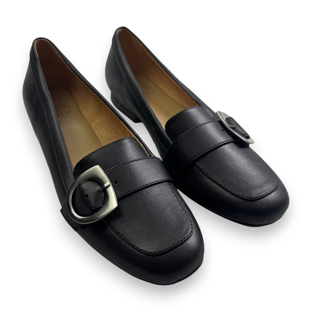 Naturalizer Kayden-Moc Black Buckle Loafers Womens 9M Square Toe Flats Shoes